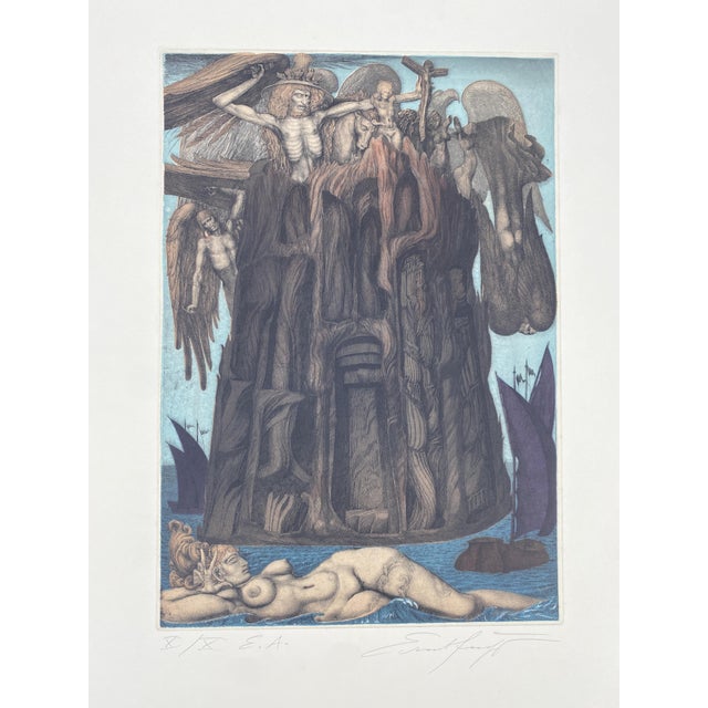Etching with aquatint * Title: "The Prison of Icarus" (1975) * by the artist Ernst Fuchs (1930 - 2015) * Ernst Fuchs is...