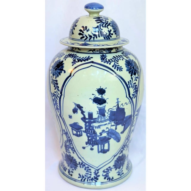 Chinoiserie Contemporary Chinoiserie White & Blue Botanical Ginger Jar For Sale - Image 3 of 12