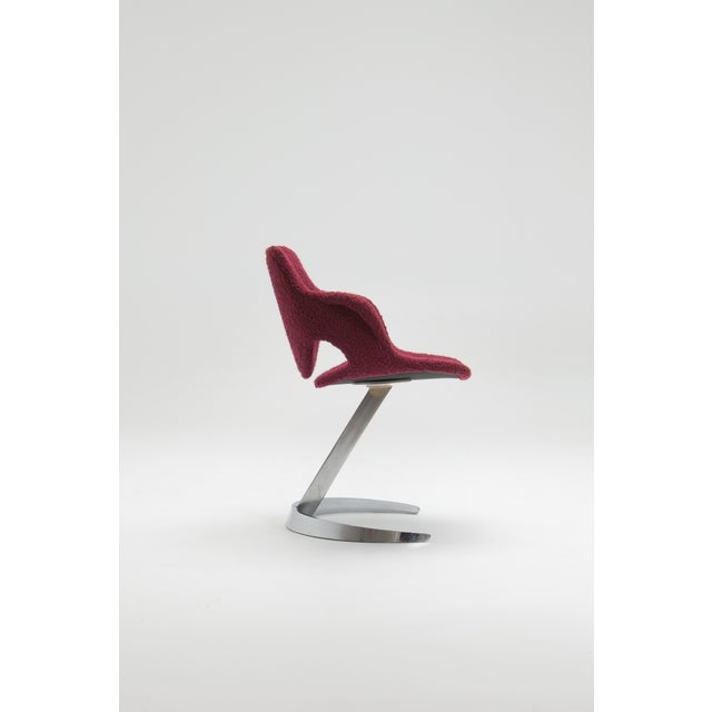 Sculptural Scimitar Dining Table and Chairs in Burgundy Bouclé by Boris Tabacoff for Mobilier Modulaire Moderne, 1970s, Set of 6 For Sale - Image 6 of 18