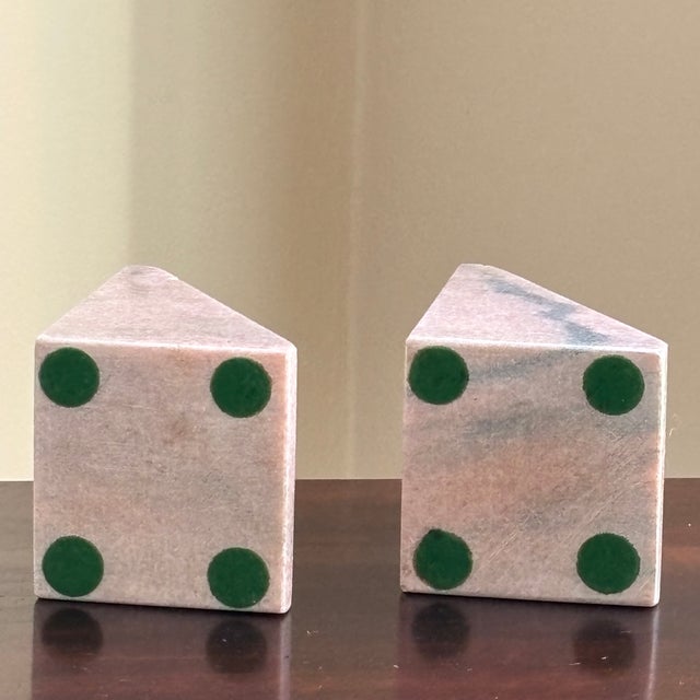 Mid-Century Modern Style Pink Marble Wedge Bookends — A Pair For Sale - Image 17 of 18