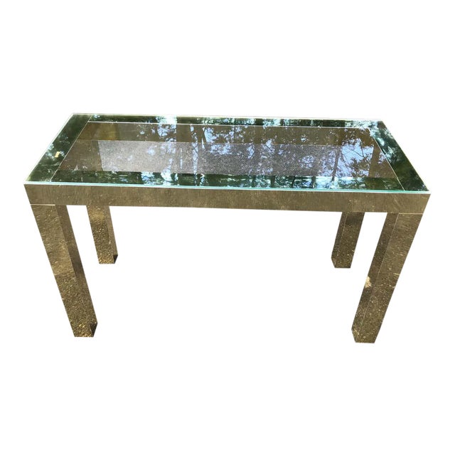 Mid-Century Modern Brass and Glass Console Table For Sale