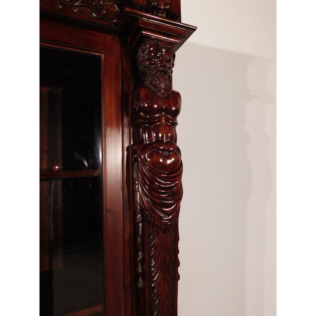 Massive R J Horner Antique Renaissance Revival Baroque Carved Figural Bookcase For Sale - Image 14 of 16
