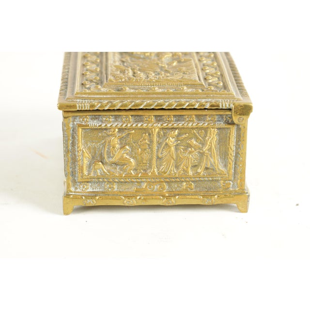 Figurative 19th C Continental Antique Brass Jewelry Box For Sale - Image 3 of 6