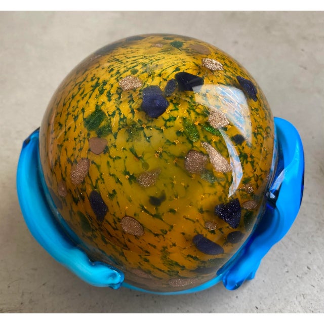 Glass Vintage Italian Murano Glass Frog Dish With Gold Flecks For Sale - Image 7 of 8