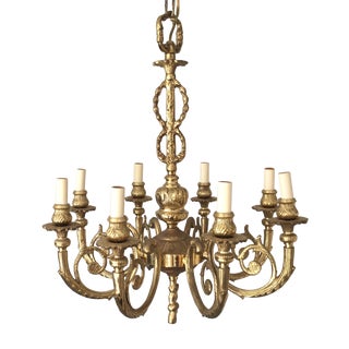 Solid Brass Hollywood Regency Chandelier For Sale