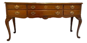 Drexel Cherry Wood Queen Anne 67" W X 33" H Sideboard or Console Table - Vintage 1970s