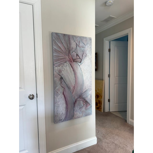 Abstract Mixed Media Purple Lavender Painting "Dreamtime", Signed Marty Baiernbaum For Sale - Image 4 of 4