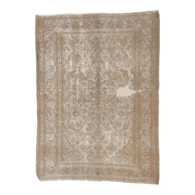 Mid 20th Century Distressed Faded Vintage Persian Rug, 03'03 X 04'05 For Sale