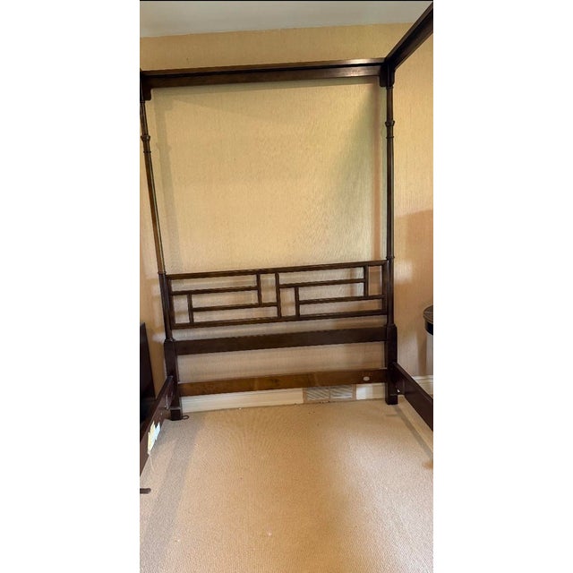 Baker Furniture "Far East" Canopy Bed, Mahogany, Queen Size, Vintage For Sale - Image 11 of 11