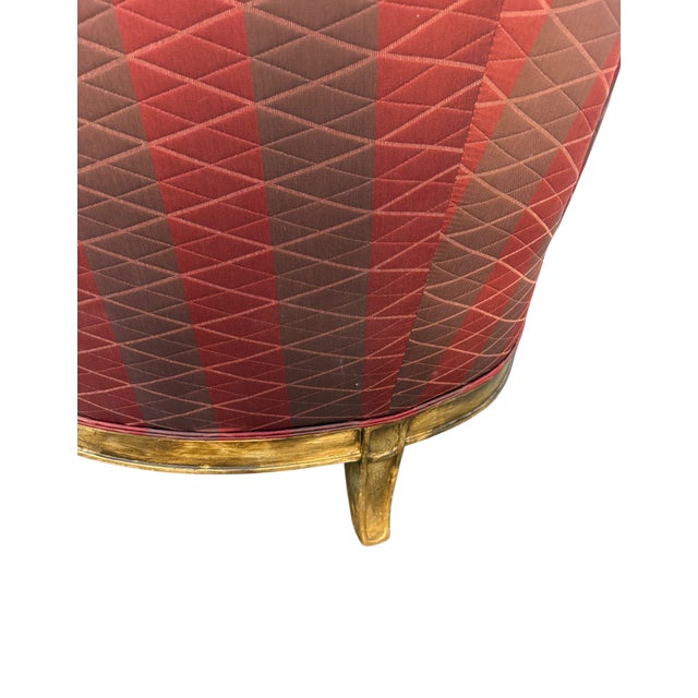 Pair of French style Gilded Extra Wide (snuggle) Chairs. Also known as " Chair-and-a-Half " Aged Giltwood finish in a...