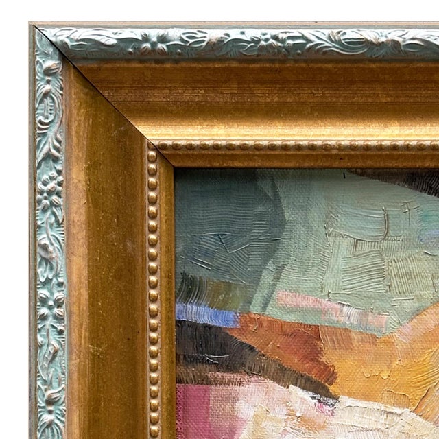 Various Artists Contemporary Abstract "Water Lily" Oil Painting in Vintage Frame For Sale - Image 4 of 6
