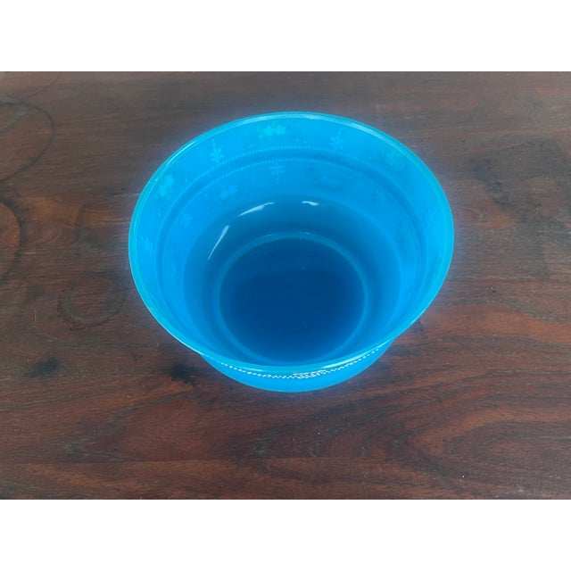 French Antique French Art Nouveau Blue Opaline Glass Bowl For Sale - Image 3 of 5
