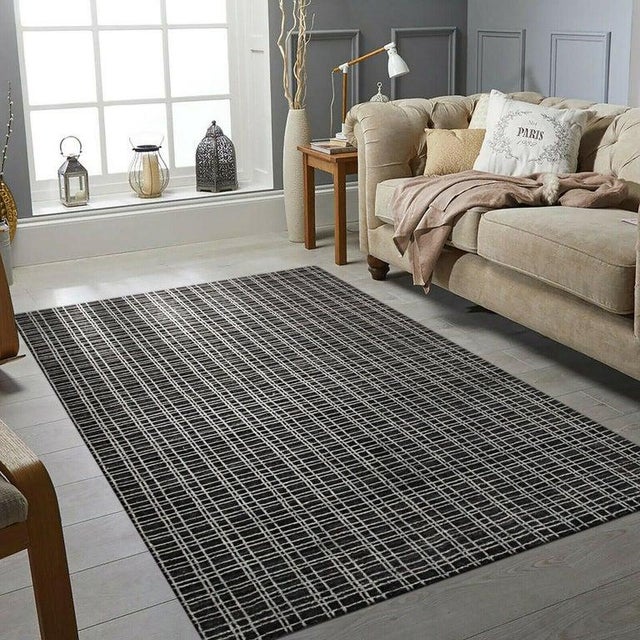 Contemporary 8x10 Brown Hand-Knotted Wool Viscose Gridwork Geometric Modern Carpet Rug For Sale - Image 3 of 4