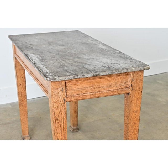 French 19th Century Marble Top Oak Console For Sale - Image 12 of 13
