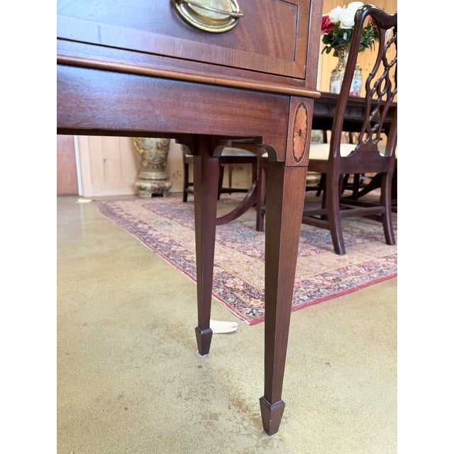 Brown Late 20th Century Hekman Inlaid Mahogany Flatware Storage Chest on Stand For Sale - Image 8 of 11