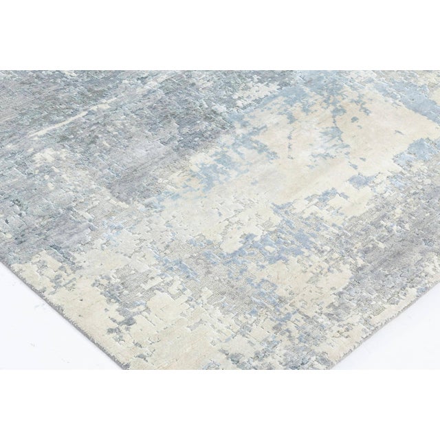 Early 21st Century Contemporary North Star Blue and Grey Hand Knotted Silk Rug by Doris Leslie Blau For Sale - Image 5 of 6