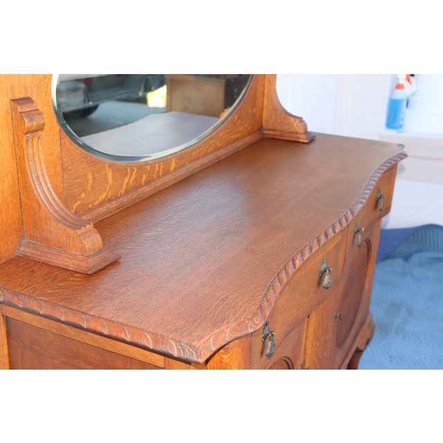 Antique Oak Mirrored Sideboard Chairish