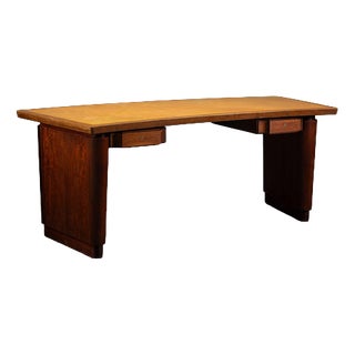 French Art Deco Wooden Desk, 1940s For Sale