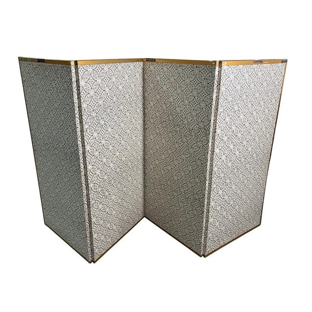 Vintage Japanese Byobu With Painted Lotus Flowers 4 Panels Folding Screen For Sale - Image 10 of 16