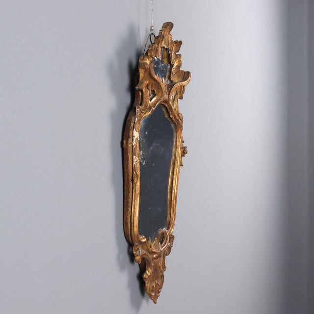 Wood Small Baroque Wall Mirror For Sale - Image 7 of 9