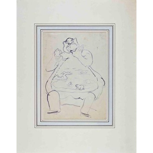 Leo Longanesi, The Glutton, Watercolor on Paper, 1934 For Sale - Image 4 of 4