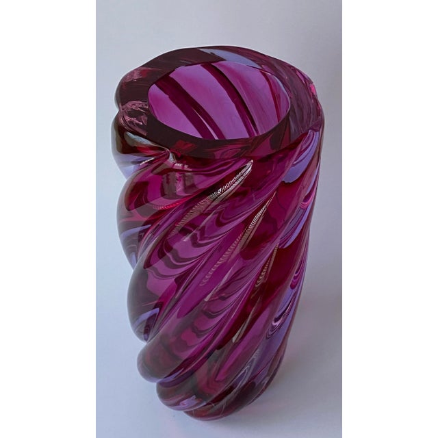 1950s Archimede Seguso Attributed Solid Rose Colored Thick Glass Vase For Sale - Image 13 of 13