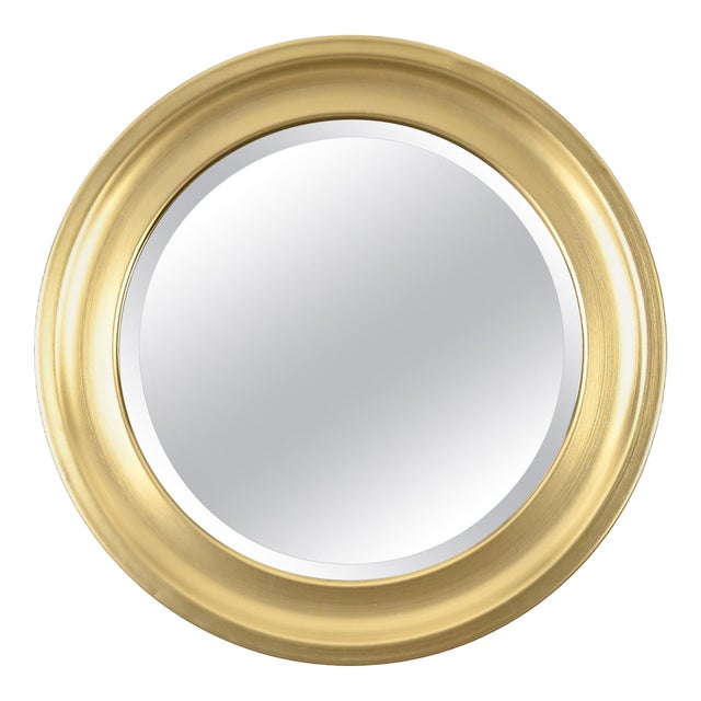 Mid-Century Golden Aluminum Round Mirror attributed to Sergio Mazza for Artemide, Italy, 1960s For Sale