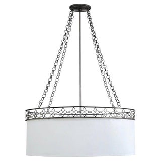Oval Thomas Pheasant Baker Chandelier, Bronze Chain, Canopy, Italy, 52" to 70"h For Sale