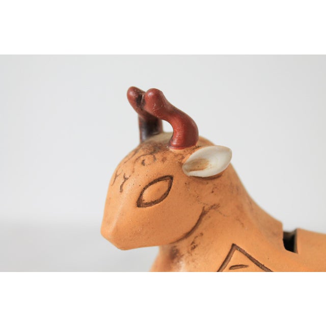 Mid 20th Century Vintage Ceramic Folk Art Bull Sculpture Coin Bank For Sale - Image 5 of 9