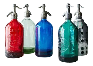 1940s Industrial Glass Seltzers - Set of 5
