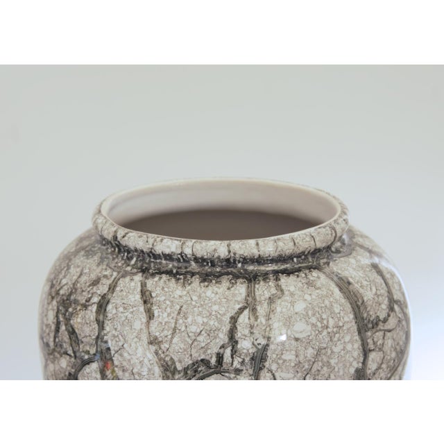Mid-Century Modern Scheurich Keramik West Germany Vase, Silver, Grey and White Crackle Glaze, Late 20th Century For Sale - Image 3 of 4