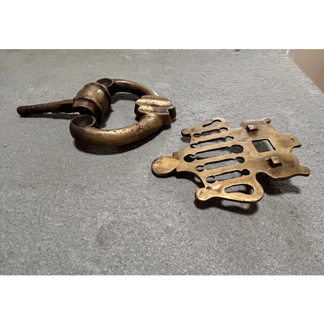 This handmade antique knocker was sourced in Bodrum, Turkey (formerly Halicarnassus) and has a back plate with two...