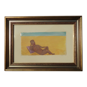 Reclining Male Nude at Beach by Ann Chamberlin