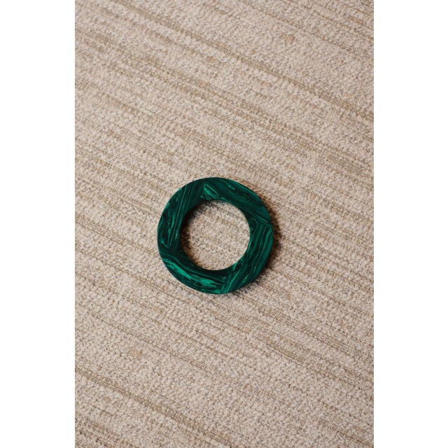 Contemporary Round Malachite Napkin Rings - Set of 6 For Sale - Image 3 of 10