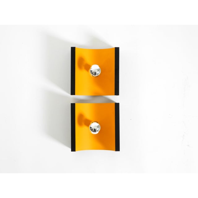 Space Age Metal Wall Lamps in Yellow and Black by Klaus Hempel for Kaiser Leuchten, 1960s, Set of 2 For Sale - Image 4 of 18