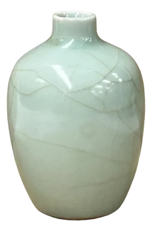 4" Chinese Clay Ceramic Ware Wu Light Celadon Small Vase
