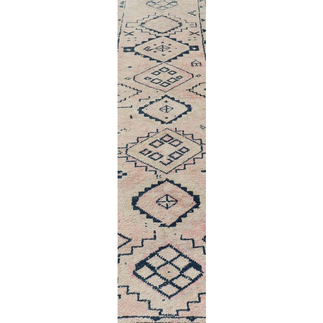 Vintage Hand Knotted Turkish Runner With Tribal Design in Muted Tones For Sale - Image 10 of 12