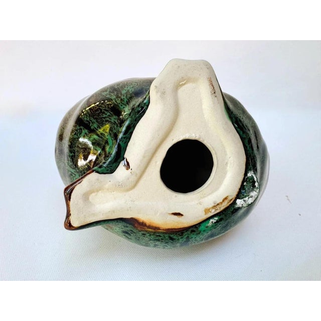 Vintage Drip Glaze Ceramic Duck Figurine, Mottled Green Art Pottery For Sale - Image 11 of 11