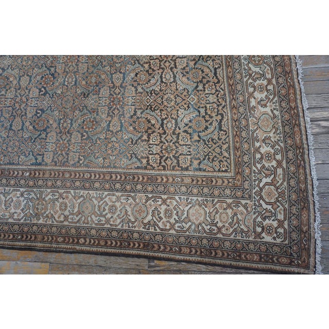Textile 1880s Blue Navy Antique Sarouk Floral Desing Knotted Wool Persian Malayer Rug For Sale - Image 7 of 10