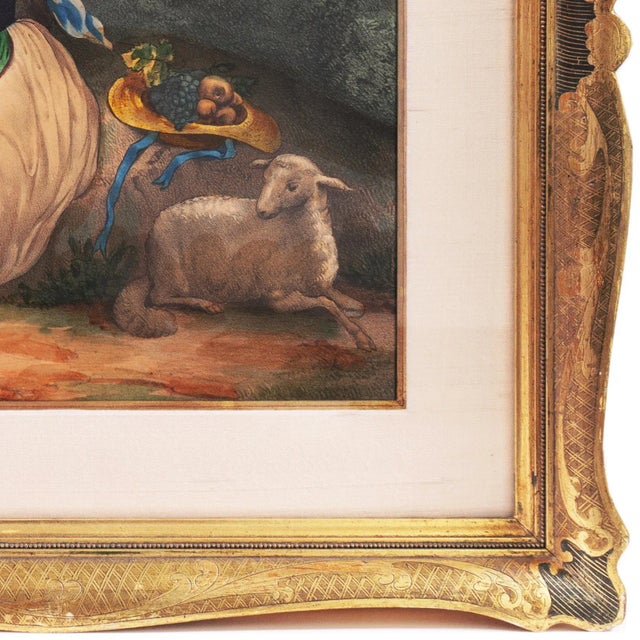 Traditional 'Autumn' by Ferdinand Dubreuil, Framed Hand-Colored Lithograph For Sale - Image 3 of 12