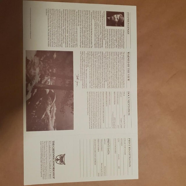 Late 20th Century Limited Edition Print Titled "Warmed by the View" by Stephen Lyman W/ Coa For Sale - Image 9 of 9