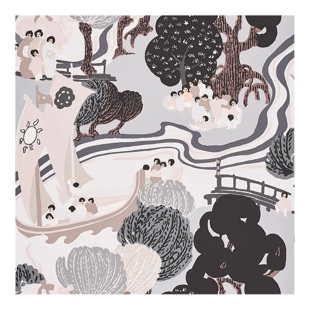 Sample - Schumacher Pearl River Wallpaper in Opal For Sale