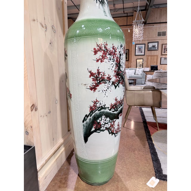 Celadon Pair of Vintage Chinese Celadon Porcelain Floor Vases For Sale - Image 8 of 11