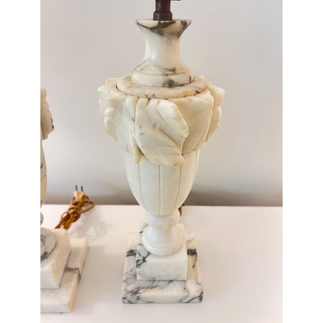 Italian Antique Marble Lamps - a Pair For Sale - Image 3 of 12