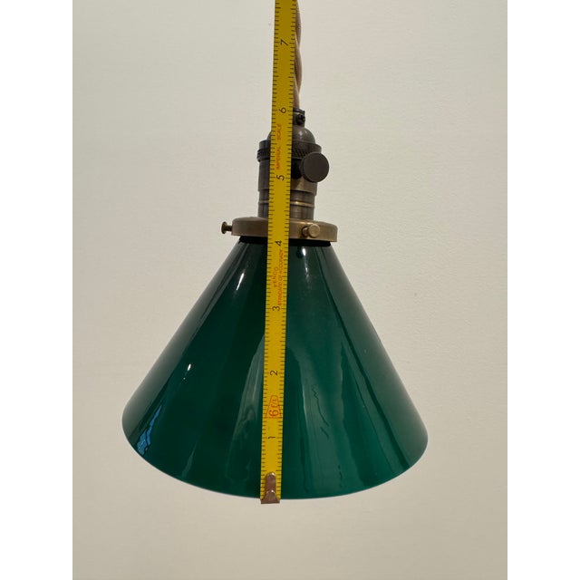 Glass Vintage Green Glass Pendant Light With Brass Socket For Sale - Image 7 of 9