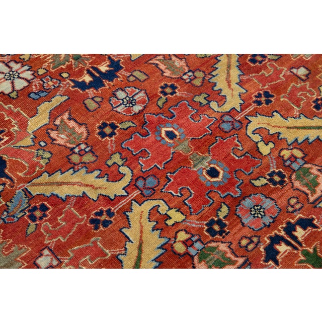 Burnt Orange 5 X 8 Antique Persian Heriz Wool Rug Handmade in Rust Color With Allover Design For Sale - Image 8 of 8