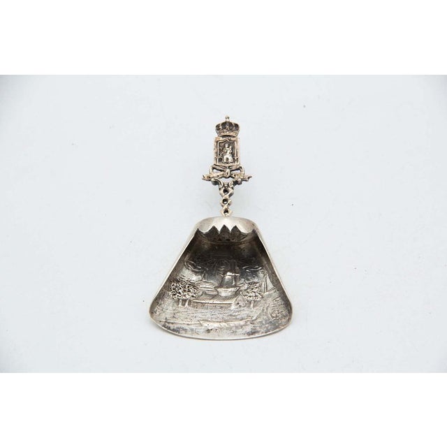 Silver Sugar Shovel with Cutouts and Reliefs For Sale - Image 4 of 5