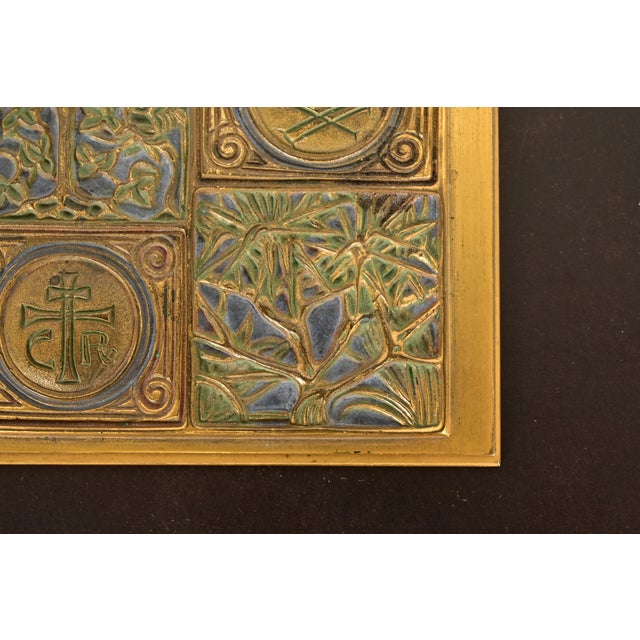 Bronze Tiffany Studios New York Bookmark Pattern Bronze Doré and Enamel Notepad Holder For Sale - Image 8 of 14