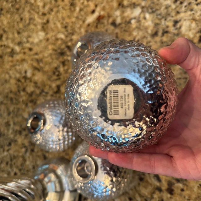 Crate & Barrel Modern Hollywood Regency Silver Mercury Glass Candle Accessory Set - 5 Pieces For Sale In Providence - Image 6 of 6