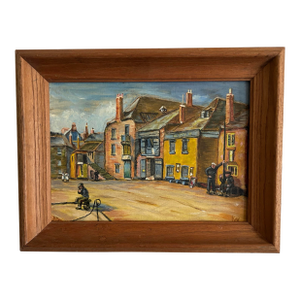 Vintage Oil Painting on Canvas of Quayside, St. Ives, England